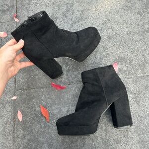 Black suede ankle boots